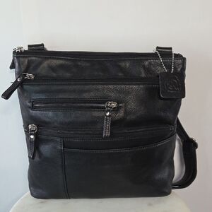 Osgoode Marley Black Leather Crossbody Bag with Pockets